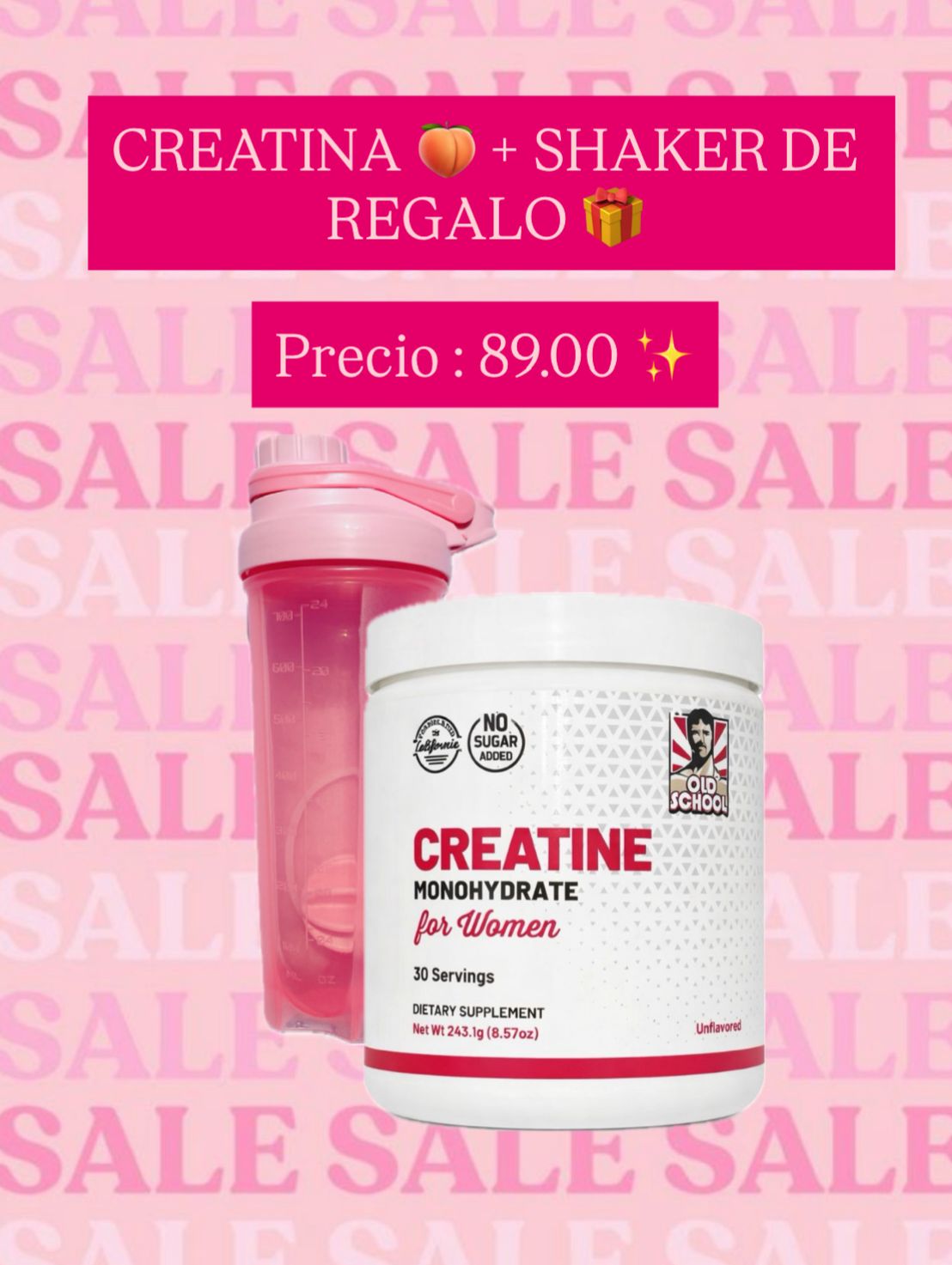 CREATINA MONOHIDRATADA OLD SCHOOL PARA MUJERES